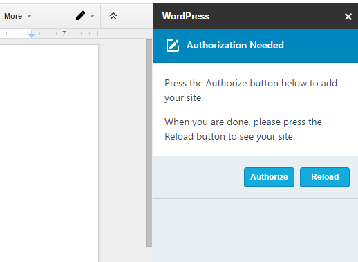Google Docs Authorize new site