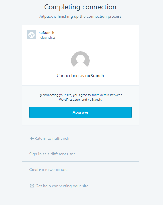 Approve website connection to Jetpack