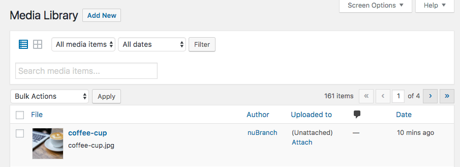 wordpress media library